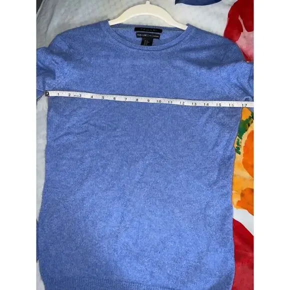 203 Tahari Pure Luxe 100% Cashmere Sweater Blue Long Sleeve Women’s XS - Picture 4 of 5